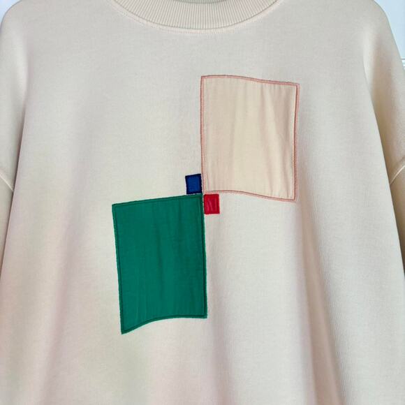 Thinking Mu Cream Abstract Shapes “Jimena” Crewneck Sweatshirt- XL, Slow Fashion - Picture 2 of 5